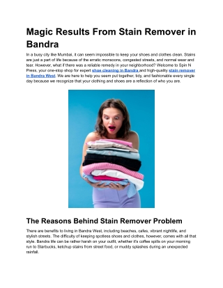 Magic Results From Stain Remover in Bandra