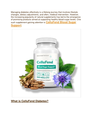 CelluFend Blood Sugar Support Reviews