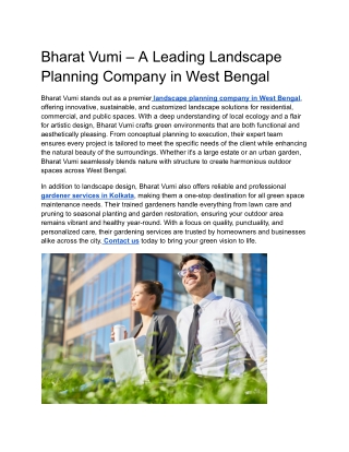 Bharat Vumi – A Leading Landscape Planning Company in West Bengal