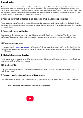 Créer un site web efficace : les conseils d'une agence spécialisée