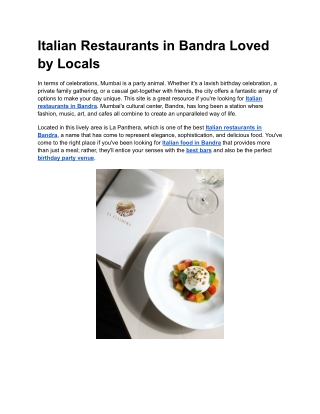 Italian Restaurants in Bandra Loved by Locals