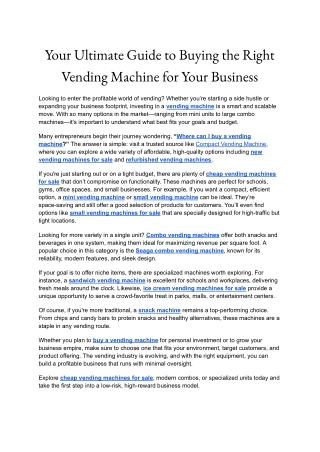 your ultimate guide to buying the right vending