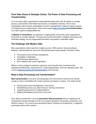 From Data Chaos to Strategic Clarity_ The Power of Data Processing and Transformation