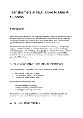 transformers in nlp core to gen ai success