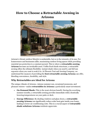 How to Choose a Retractable Awning in Arizona