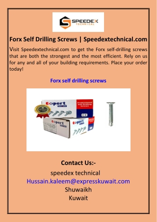 forx self drilling screws speedextechnical com