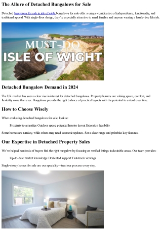 Browse UK Detached Bungalows for Sale
