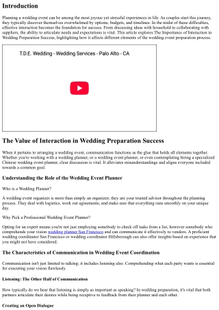 The Significance of Interaction in Wedding Preparation Success