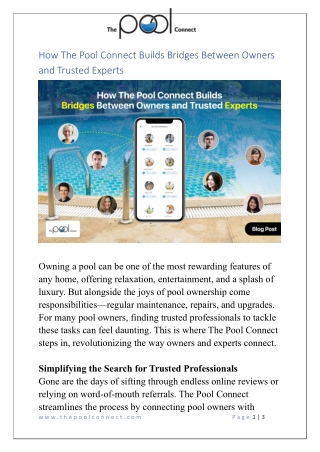 how the pool connect builds bridges between