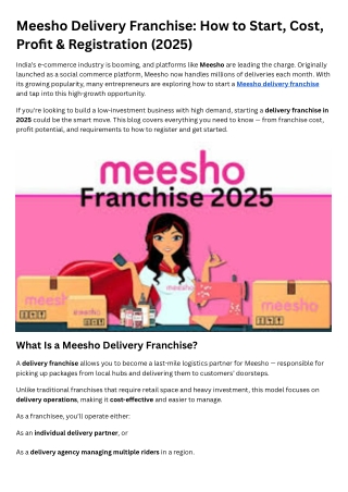 Meesho Delivery Franchise