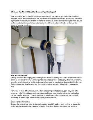 What Are The Most Difficult To Remove Pipe Blockages