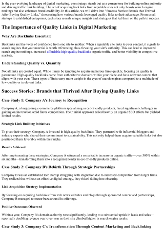 Success Stories: Brands that Thrived After Buying Quality Links
