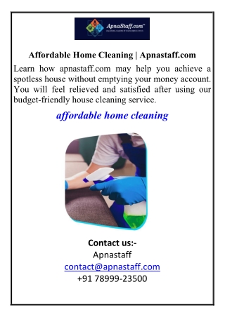 Affordable Home Cleaning  Apnastaff.com