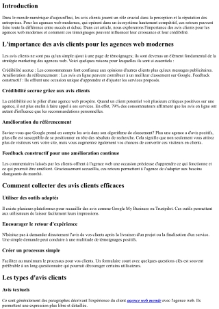L'importance des avis clients pour les agences web modernes