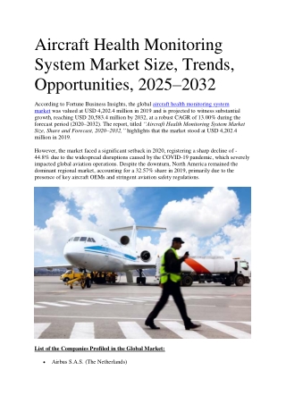 aircraft health monitoring system market size