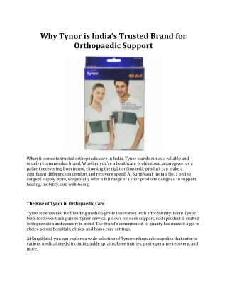 Why Tynor is India’s Trusted Brand for Orthopaedic Support