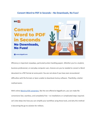 Convert Word to PDF in Seconds – No Downloads, No Fuss