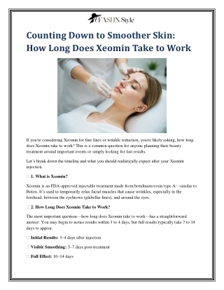 Counting Down to Smoother Skin  How Long Does Xeomin Take to Work