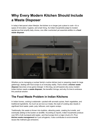 Why Every Modern Kitchen Should Include a Waste Disposer