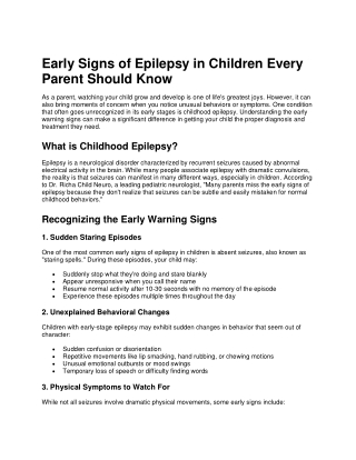 early signs of epilepsy in children every parent