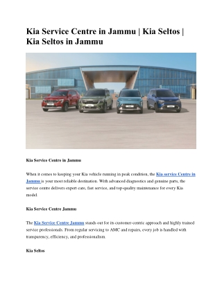 Kia Service Centre in Jammu | Kia Seltos | Kia Seltos in Jammu