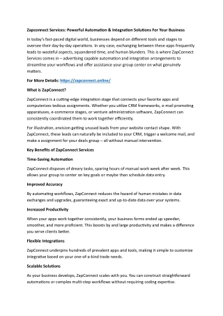 Zapconnect Services: Powerful Automation & Integration Solutions