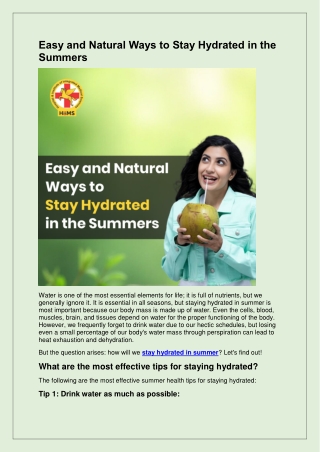 Easy and Natural Ways to Stay Hydrated in the Summers