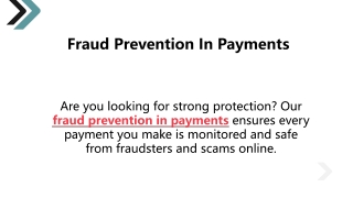 Fraud Prevention In Payments