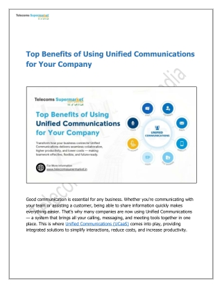 Top Benefits of Using Unified Communications for Your Company