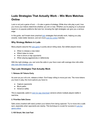 Ludo Strategies That Actually Work – Win Online Matches