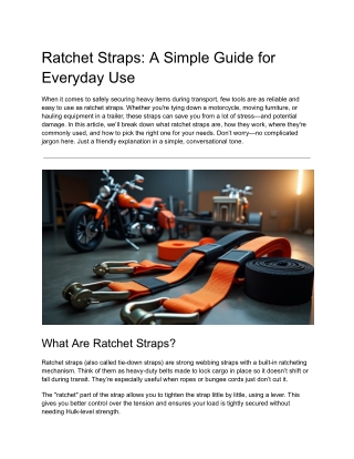 ratchet straps a simple guide for everyday use