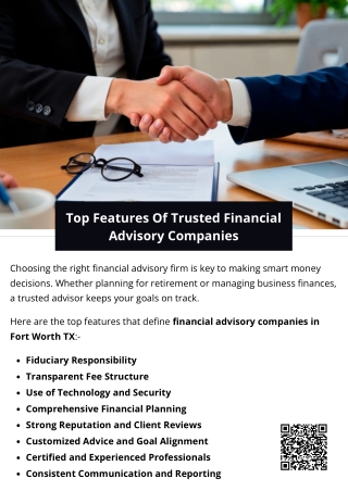 Top Features Of Trusted Financial Advisory Companies