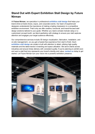 Stand Out with Expert Exhibition Stall Design by Future Nirman