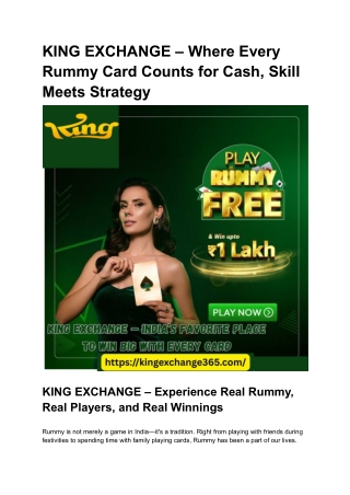 KING EXCHANGE – Where Every Rummy Card Counts for Cash, Skill Meets Strategy