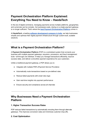 Payment Orchestration Platform Explained_ Everything You Need to Know – HaodaTech