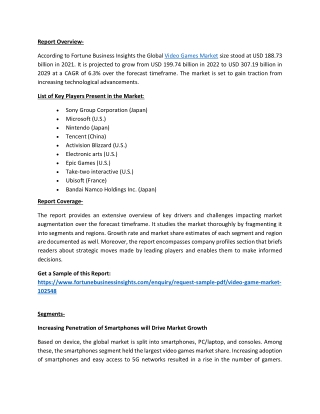 Video Game Market Size, Share, Growth Outlook, 2032