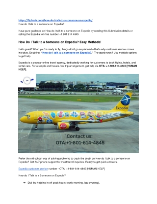 How do I talk to a someone on Expedia