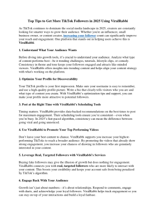 Top Tips to Get More TikTok Followers in 2025 Using ViralRabbi