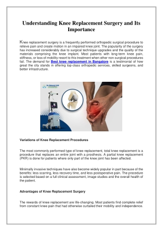 Understanding Knee Replacement Surgery and Its Importance