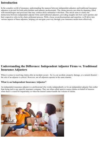 **Understanding the Difference: Independent Adjuster Firms vs. Traditional Insur