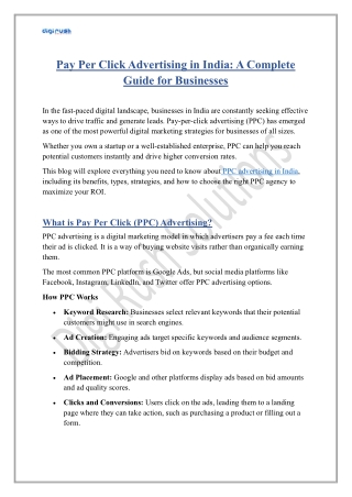 Pay Per Click Advertising in India A Complete Guide for Businesses