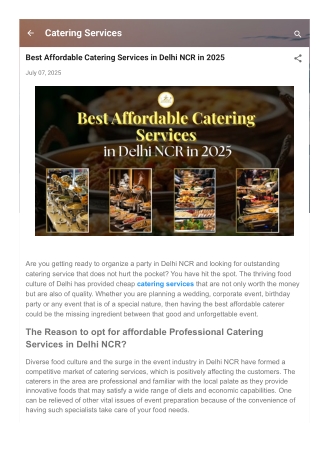Best Affordable Catering Services in Delhi NCR in 2025