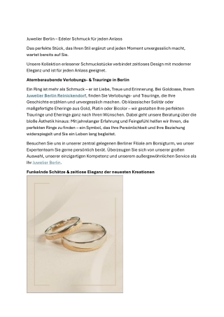 Juwelier Berlin – Edeler Schmuck für jeden Anlass