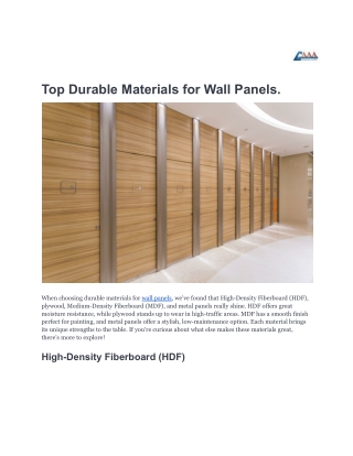 Top 5 Durable Materials for Wall Panels