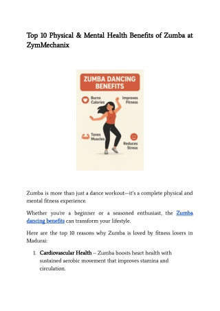 Top 10 Physical & Mental Health Benefits of Zumba at ZymMechanix