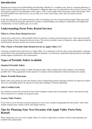 Tips for Planning Your Next Event with Apple Valley Porta Potty Rentals