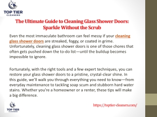 The Ultimate Guide to Cleaning Glass Shower Doors:  Sparkle Without the Scrub