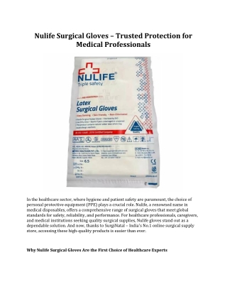 Nulife Surgical Gloves – Trusted Protection for Medical Professionals