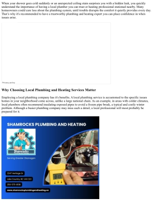 Shamrocks Plumbing & Heating, Kelownas Best Plumbing Contractor