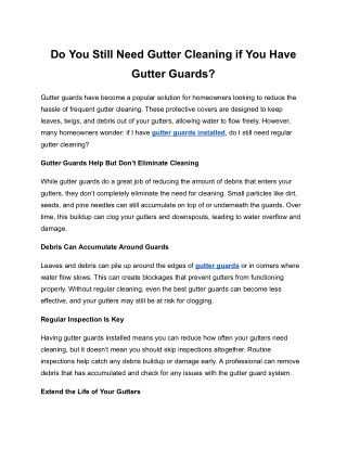 Do You Still Need Gutter Cleaning if You Have Gutter Guards